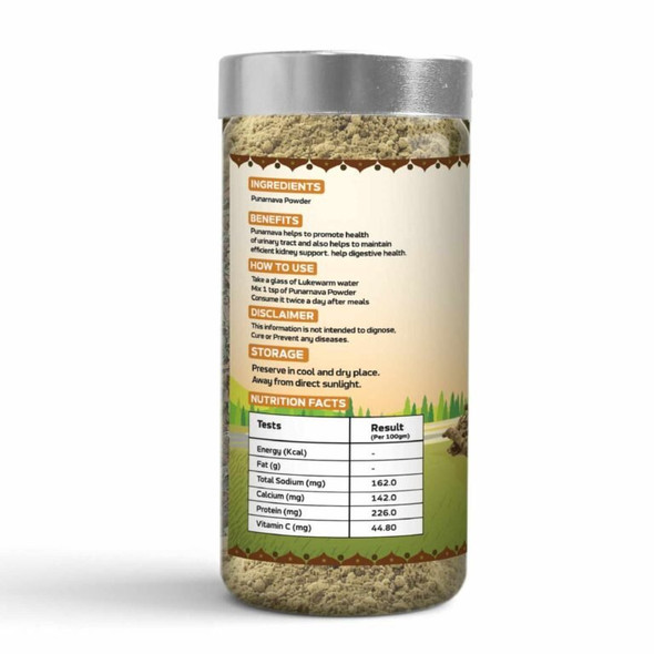 Kalaasha Organics - Punarnava Root Powder   |100gm|0.22 lbs