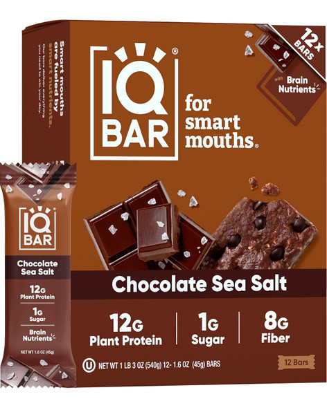 IQBAR Salted Caramel Chip | Brain + Body Keto Protein Bars - 12 Bar Pack by IQBAR|540gm|1.19 lbs
