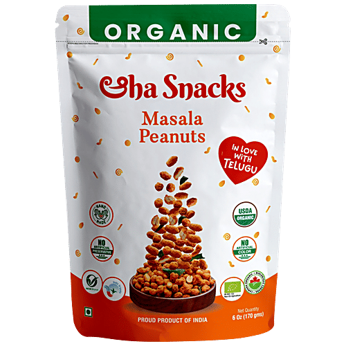 Aha Snacks Organic Masala Peanuts |150gm|0.33 lbs