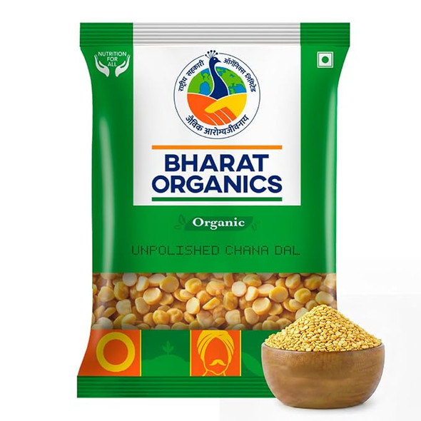 Bharat Organics Unpolished Chana Dal|500gm|1.1 lbs