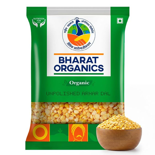 Bharat Organics Unpolished Toor Dal |500gm|1.1 lbs