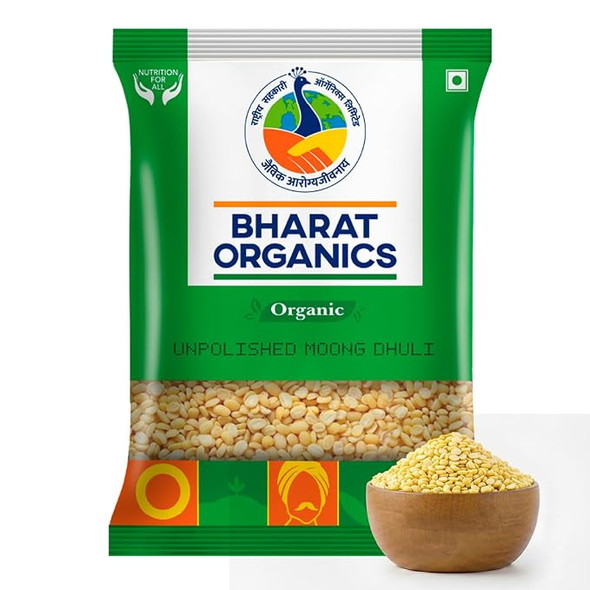 Bharat Organics Unpolished Moong Dhuli |500gm|1.1 lbs