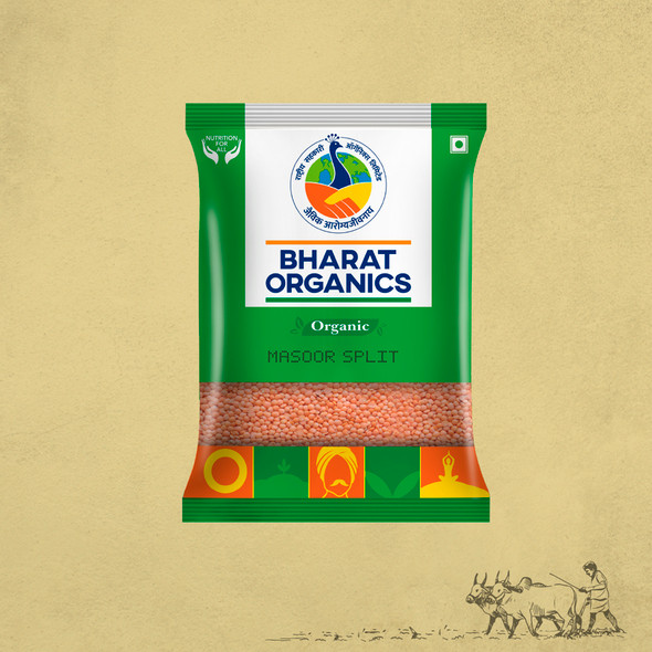 Bharat Organics Unpolished Masoor Dal |500gm|1.1 lbs