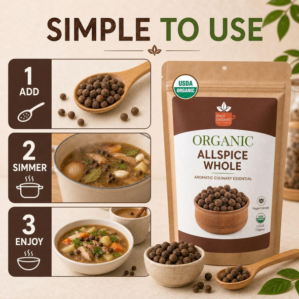 Spicy Organic – Organic Allspice Whole by Spicy Organic|454gm|1.0 lbs