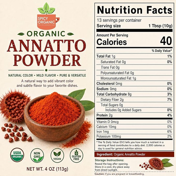 Spicy Organic – Organic Annatto Powder by Spicy Organic|454gm|1.0 lbs