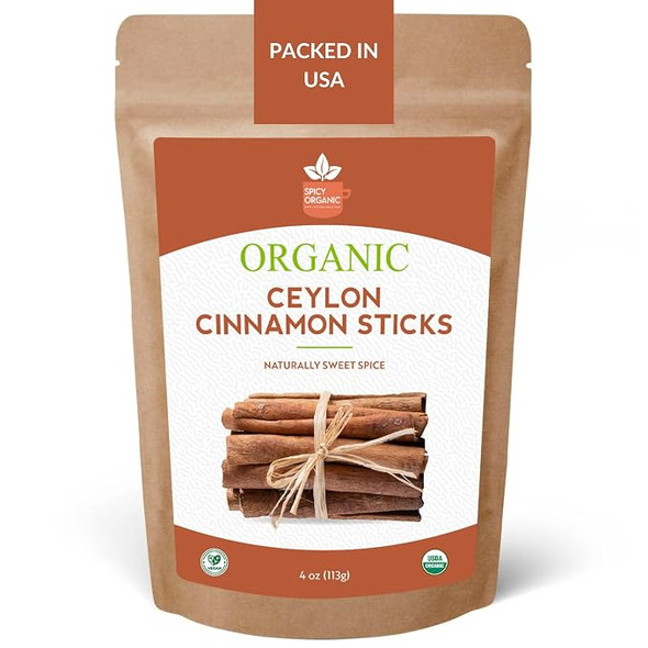 Spicy Organic – Organic Ceylon Cinnamon Sticks by Spicy Organic|113gm|0.25 lbs