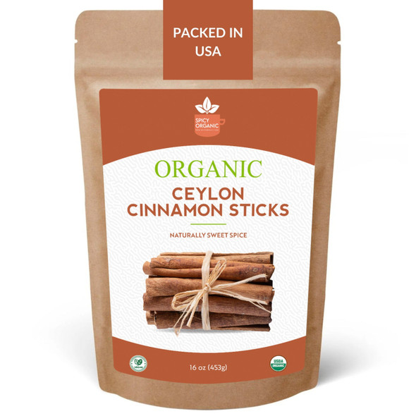 Spicy Organic – Organic Ceylon Cinnamon Sticks by Spicy Organic|454gm|1.0 lbs