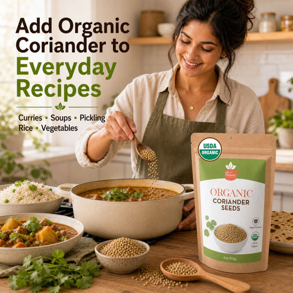 Spicy Organic – Organic Coriander Seeds by Spicy Organic|227gm|0.5 lbs