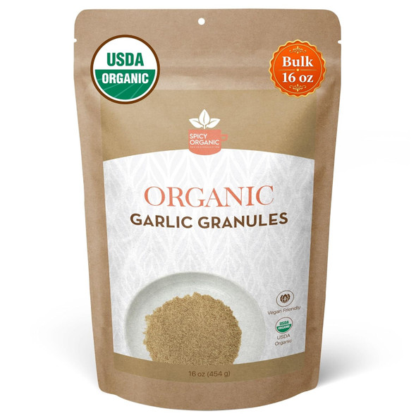 Spicy Organic – Organic Garlic Granules by Spicy Organic|454gm|1.0 lbs