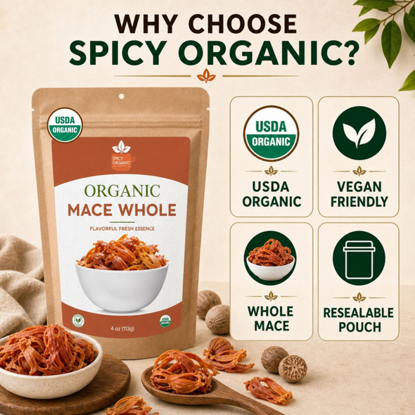 Spicy Organic – Organic Whole Mace by Spicy Organic|454gm|1.0 lbs