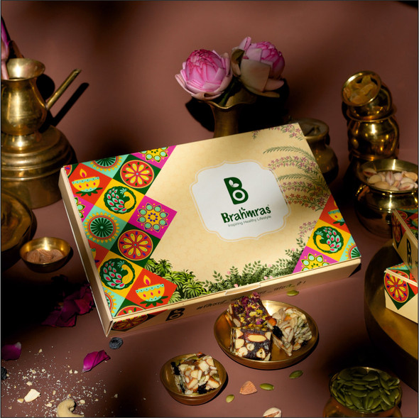 Brahmras Natural  Healthy Assorted Mixed Sweets Box (Dates, Rose & Protein Fun) | 450gm | 0.99 lbs