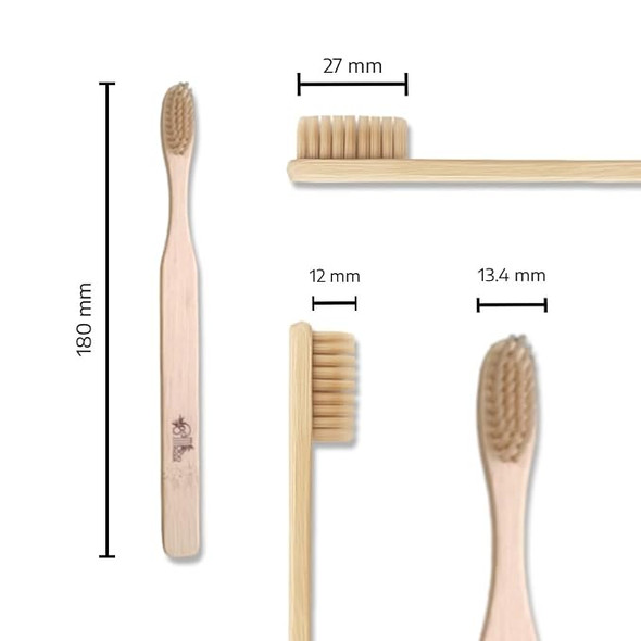 Bamboo India  -Bamboo Toothbrush Natural Adult – Pack of 4 | 30gm | 0.07 lbs