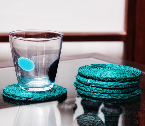 Artisan Soul  – Coaster Set of Sabai Grass – Blue | 180gm | 0.4 lbs