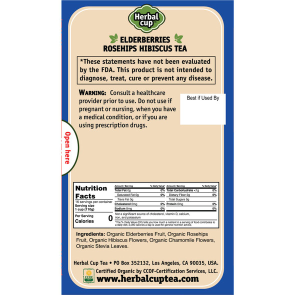 Herbal Cup - Elderberries Tea Organic Rosehips Hibiscus | 25gm | 0.06 lbs