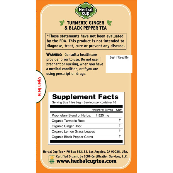 Herbal Cup - Turmeric Ginger Black Pepper | 25gm | 0.06 lbs