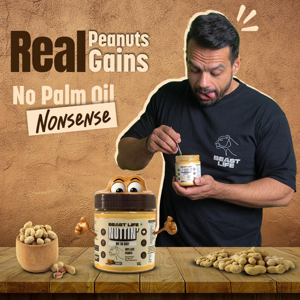 BeastLife - Natural Crunchy Peanut Butter – 100% Roasted Peanuts, No Added Sugar or Palm Oil | 350ml | 11.83 oz