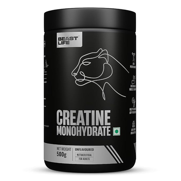 BeastLife - Creatine Monohydrate – Unflavoured Pure Creatine Powder for Fitness | 500gm | 1.1 lbs