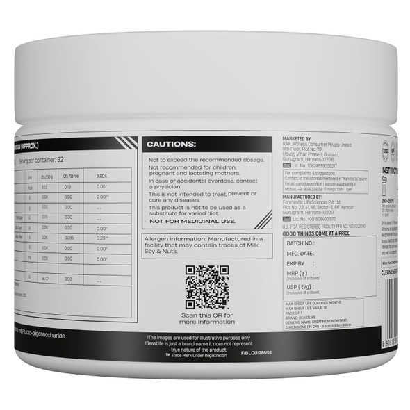 BeastLife - Creatine Nano 400 – Unflavoured Micronized Creatine Powder for Sports Nutrition | 100gm | 0.22 lbs