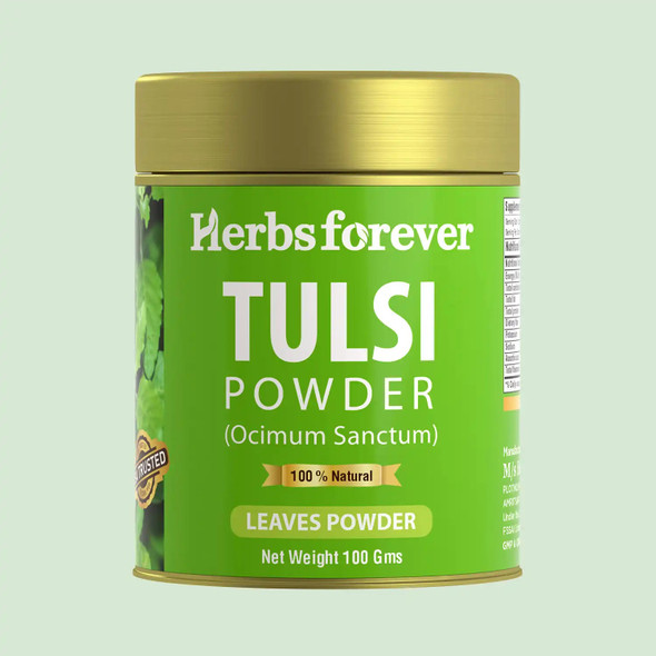 Herbs Forever - Tulsi Powder Holy Basil Leaves Powder Ocimum Sanctum Support Immune System | 100gm | 0.22 lbs