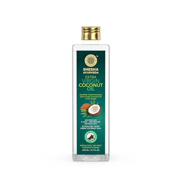 Shesha Ayurveda - Extra Virgin Coconut Oil - 100% Pure Cold Processed from Kerala | 200ml | 6.76 oz