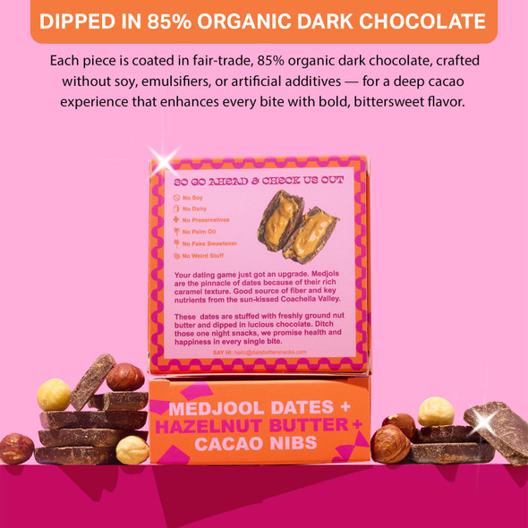 Date Better - Medjool Dates Chocolate Almond Butter pack of 6 box | 408gm | 0.9 lbs