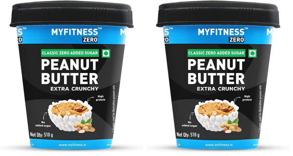 MYFITNESS - Zero Peanut Butter Classic Zero Sugar Extra Crunchy pack of 2 | 510gm | 1.12 lbs