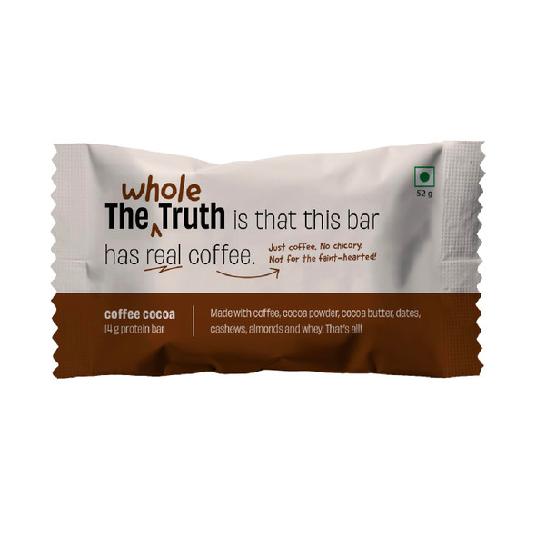 The Whole Truth - Coffee Cocoa Pro – Pro Bar | Protein Snack for Active Lifestyles|Pack of 6 x 52g each | 312gm | 0.69 lbs