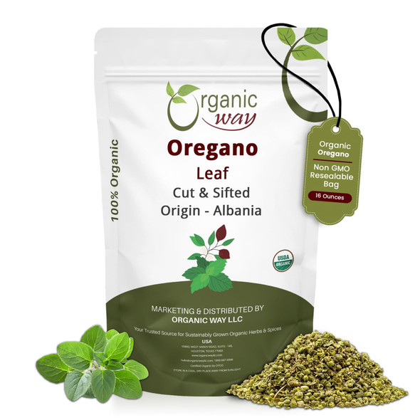 Organic Way - Dried Oregano Leaf Cut & Sifted - Herbal Tea | 454gm | 1.0 lbs