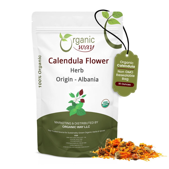 Organic Way - Dried Calendula Flower - Herbal Tea | 454gm | 1.0 lbs
