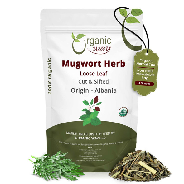 Organic Way - Mugwort Herb Loose Leaf Cut & Sifted - Herbal Tea | 113gm | 0.25 lbs