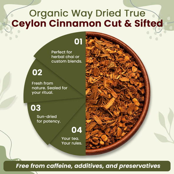 Organic Way - True Ceylon Cinnamon Cut & Sifted - Culinary Spice | 454gm | 1.0 lbs