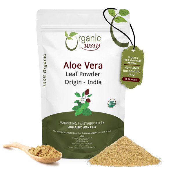 Organic Way - Aloe Vera Leaf Powder - Pure Botanical Powder | 454gm | 1.0 lbs
