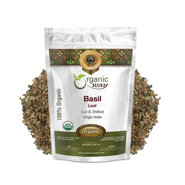 Organic Way - Basil Leaf Cut and Sifted - Herbal Tea | 113gm | 0.25 lbs