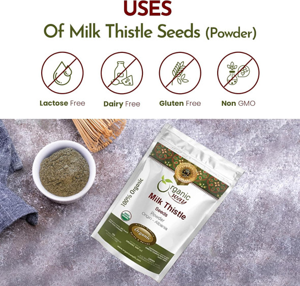 Organic Way - Milk Thistle Seeds Powder - Pure Botanical Powder | 57ml | 1.93 oz