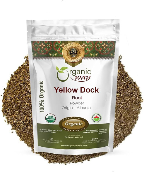 Organic Way - Yellow Dock Root Powder (Rumex crispus) - Pure Botanical Powder | 113gm | 0.25 lbs