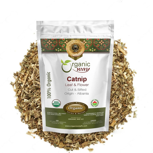 Organic Way - Catnip Leaf and Flower Cut & Sifted - Herbal Tea | 454gm | 1.0 lbs
