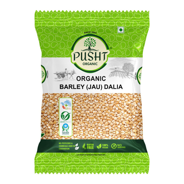 Pusht Organic - Organic Barley (Jau) Dalia 500g pack of 2 | 1000gm | 2.2 lbs