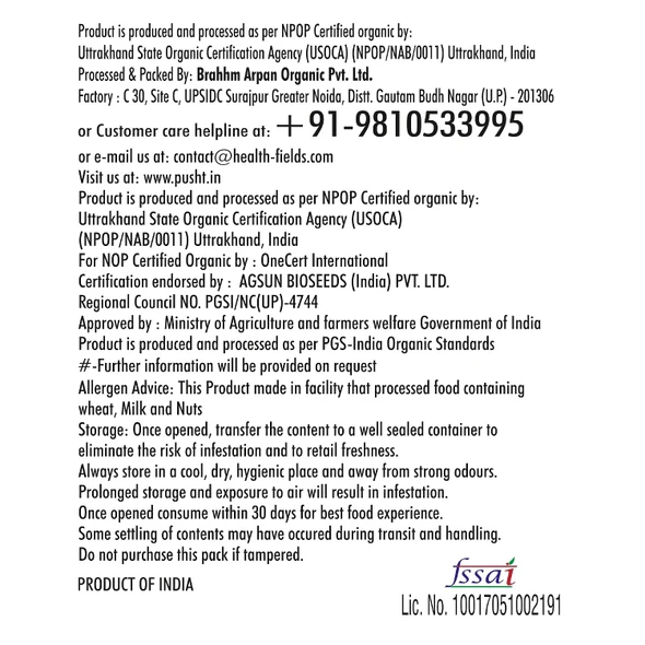 Pusht Organic - Organic Pearl Millet / Bajra Flour 500g pack of 3 | 1500gm | 3.31 lbs