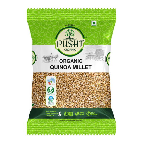 Pusht Organic - Organic Quinoa Millet | Gluten-Free Superfood | High Protein & Fibre | Vegan & Diabetic-Friendly | 1000gm | 2.2 lbs