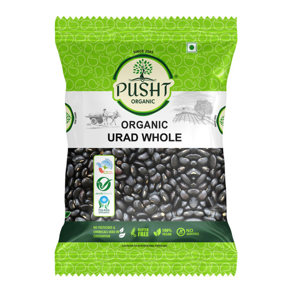Pusht Organic - Organic Urad Dal Whole | 500gm | 1.1 lbs