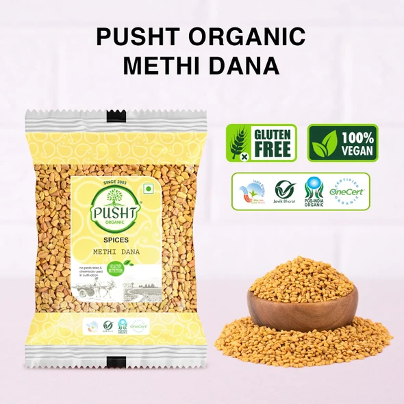 Pusht Organic - Organic Methi Dana / Fenugreek Seeds | 200gm | 0.44 lbs