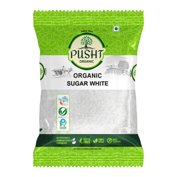 Pusht Organic - Organic White Sugar | 500gm | 1.1 lbs