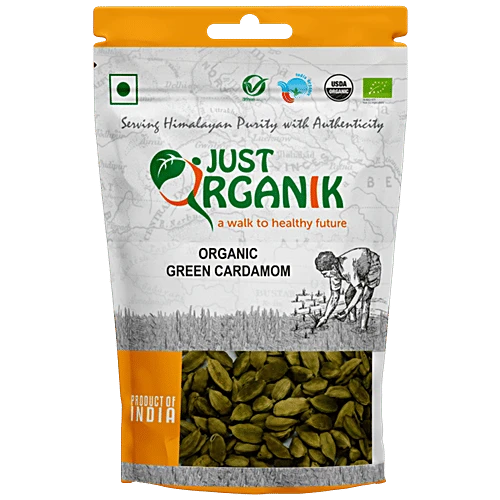 JUST ORGANIK - Organic Green Cardamom Whole | 50gm | 0.11 lbs