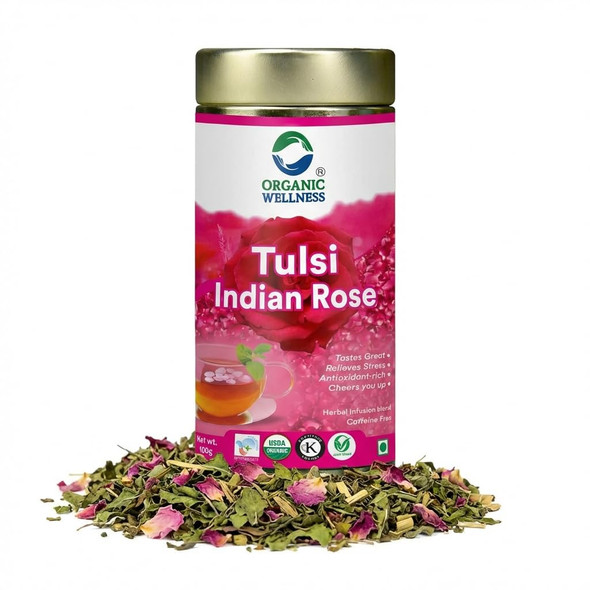 Organic Wellness - Tulsi Indian Rose Tea | 100gm | 0.22 lbs