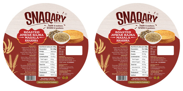 Snaqary - Roasted Jowar Khakhra PACK OF 2 | 200gm | 0.44 lbs