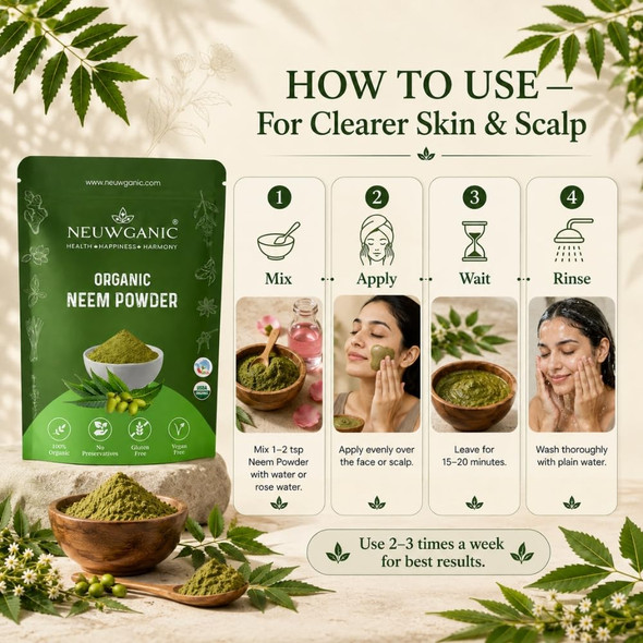 Neuwganic - Organic Neem Leaf Powder | 200gm | 0.44 lbs