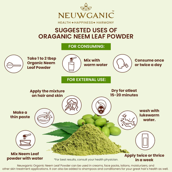 Neuwganic - Organic Neem Leaf Powder | 450gm | 0.99 lbs