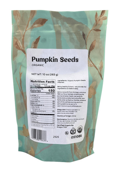 Country Life Natural Foods - Organic Pepitas Pumpkin Seeds - Raw Shell-Free - Nutty Flavor Crunchy Texture | 284gm | 0.63 lbs