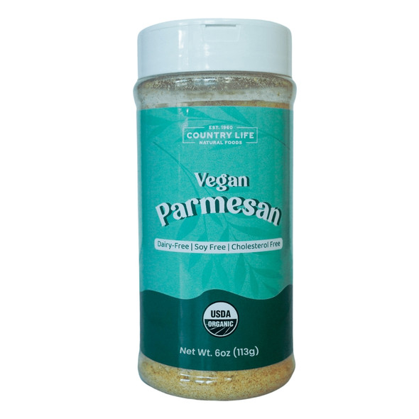 Country Life Natural Foods - Parmesan, Organic, Vegan Non-GMO Plant-Based Spice Mix with Himalayan Black Salt & Herbs for Tofu, Veggies, Pizza, Salads | 170gm | 0.37 lbs