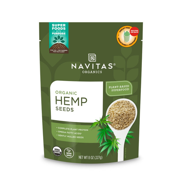 Navitas Organics - Hemp Seeds – For Smoothies, Salads, Dips, Baked Goods & More – Essential Fatty Acids, Protein & Minerals | 227gm | 0.5 lbs